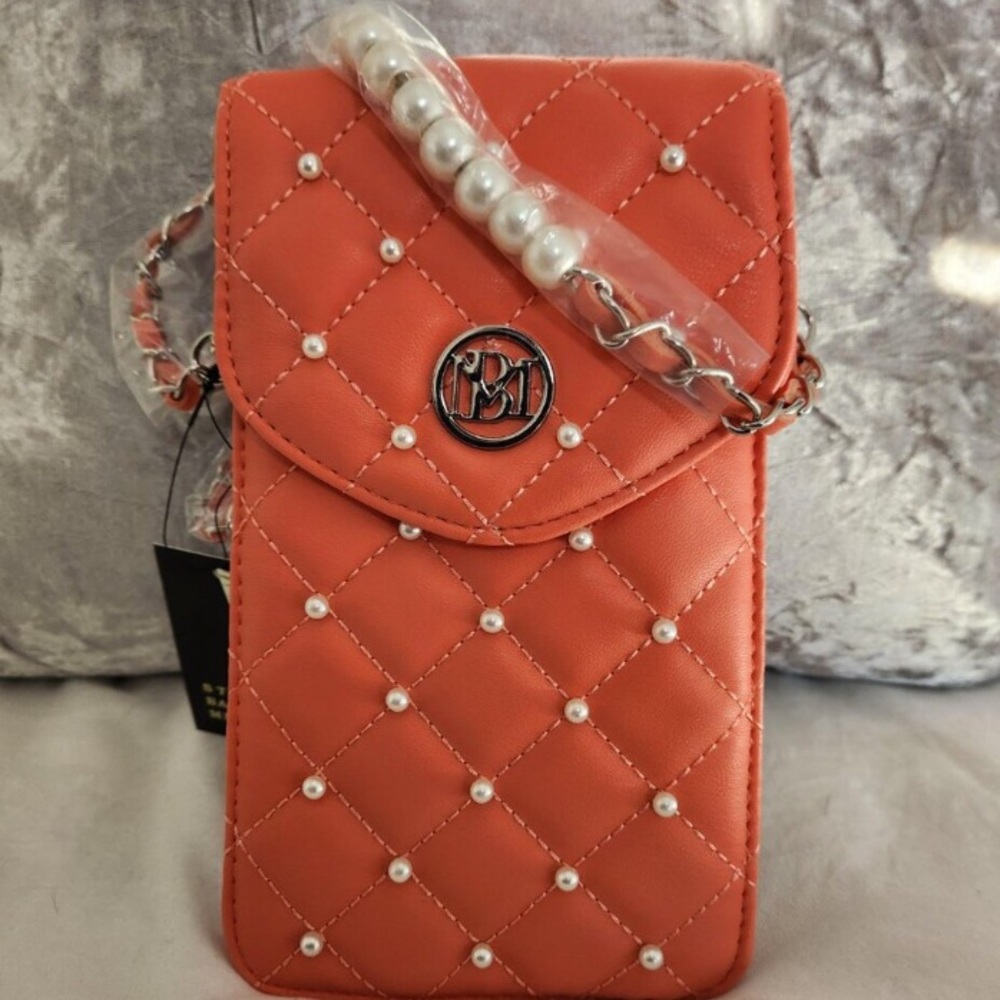 Badgley Mischka Coral Pearls Strap Phone Case Wallet Purse - Great for Cellphone - Picture 10 of 10